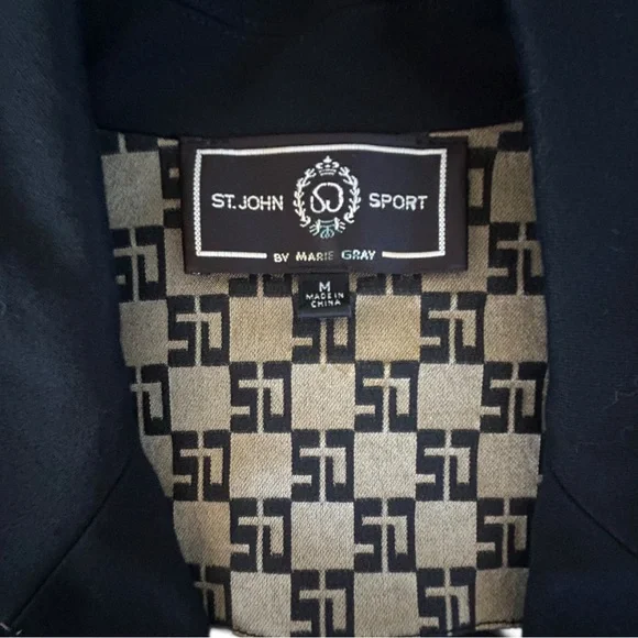🖤 St. John Sport by Marie Gray Structured Black Blazer w/ Contrast Stitching – M - Picture 5 of 5